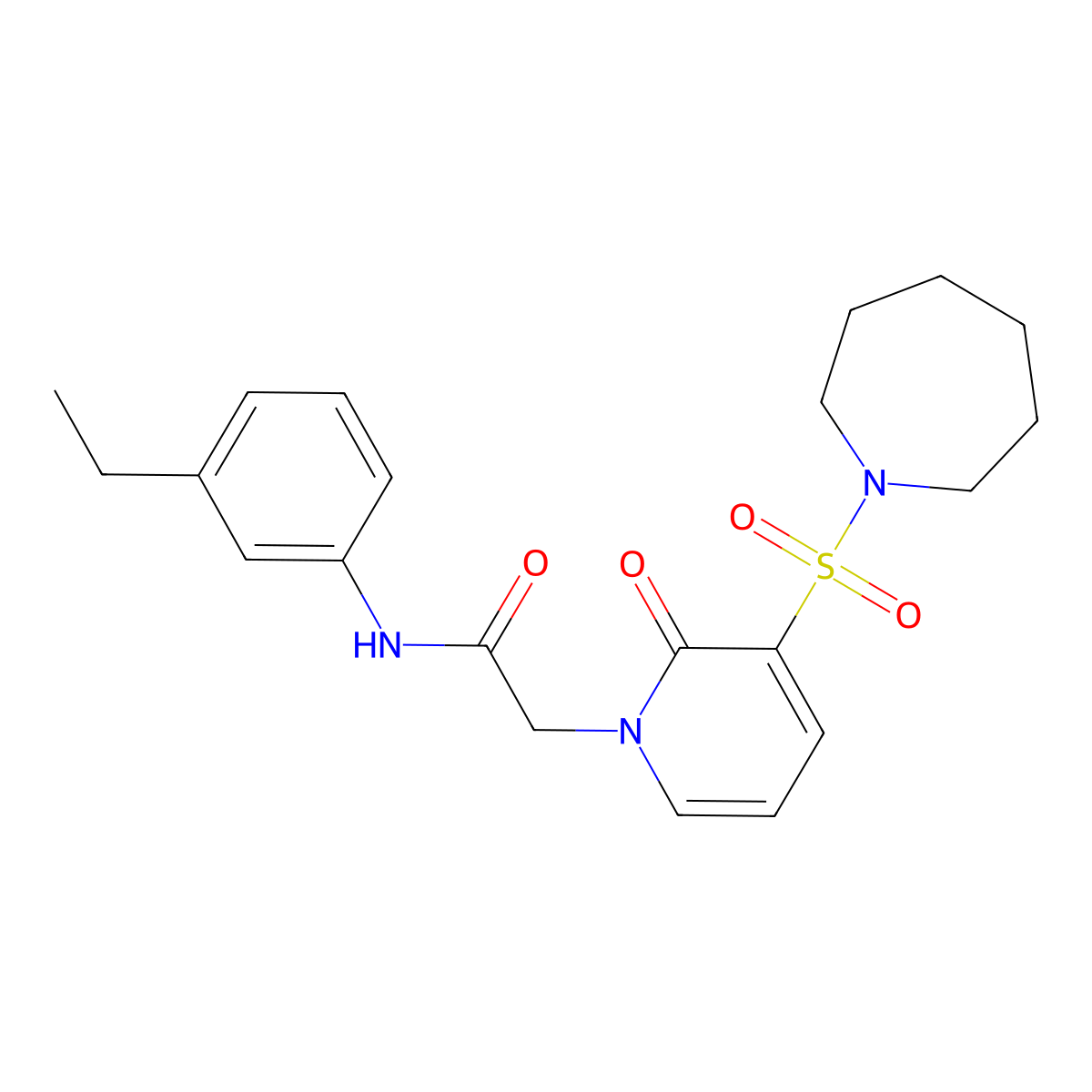 2-(3-(azepan-1-ylsulfonyl)-2-oxopyridin-1(2H)-yl)-N-(3-ethylphenyl)acetamide molecular structure, CAS 1251628-99-5