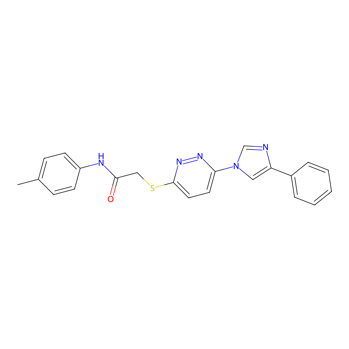 2-((6-(4-phenyl-1H-imidazol-1-yl)pyridazin-3-yl)thio)-N-(p-tolyl)acetamide molecular structure, CAS 1251629-00-1