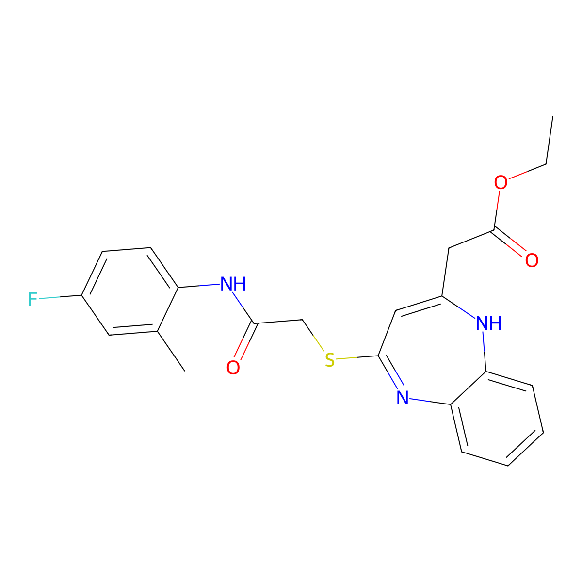 ethyl [4-({2-[(4-fluoro-2-methylphenyl)amino]-2-oxoethyl}thio)-1H-1,5-benzodiazepin-2-yl]acetate molecular structure, CAS 1251629-08-9