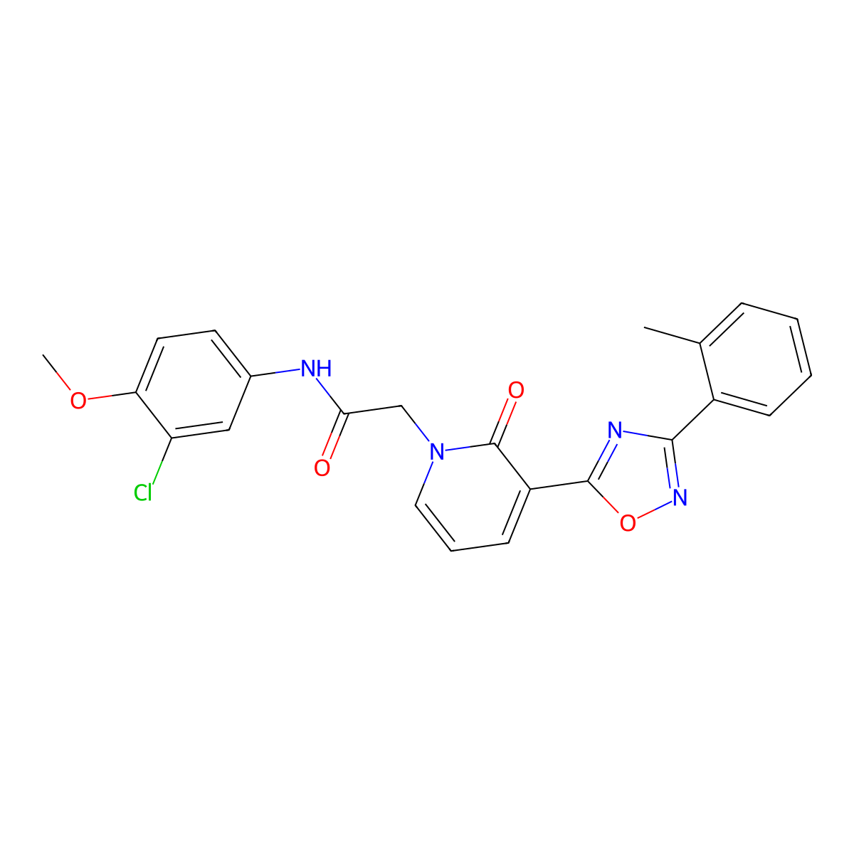 N-(3-chloro-4-methoxyphenyl)-2-(2-oxo-3-(3-(o-tolyl)-1,2,4-oxadiazol-5-yl)pyridin-1(2H)-yl)acetamide molecular structure, CAS 1251629-10-3