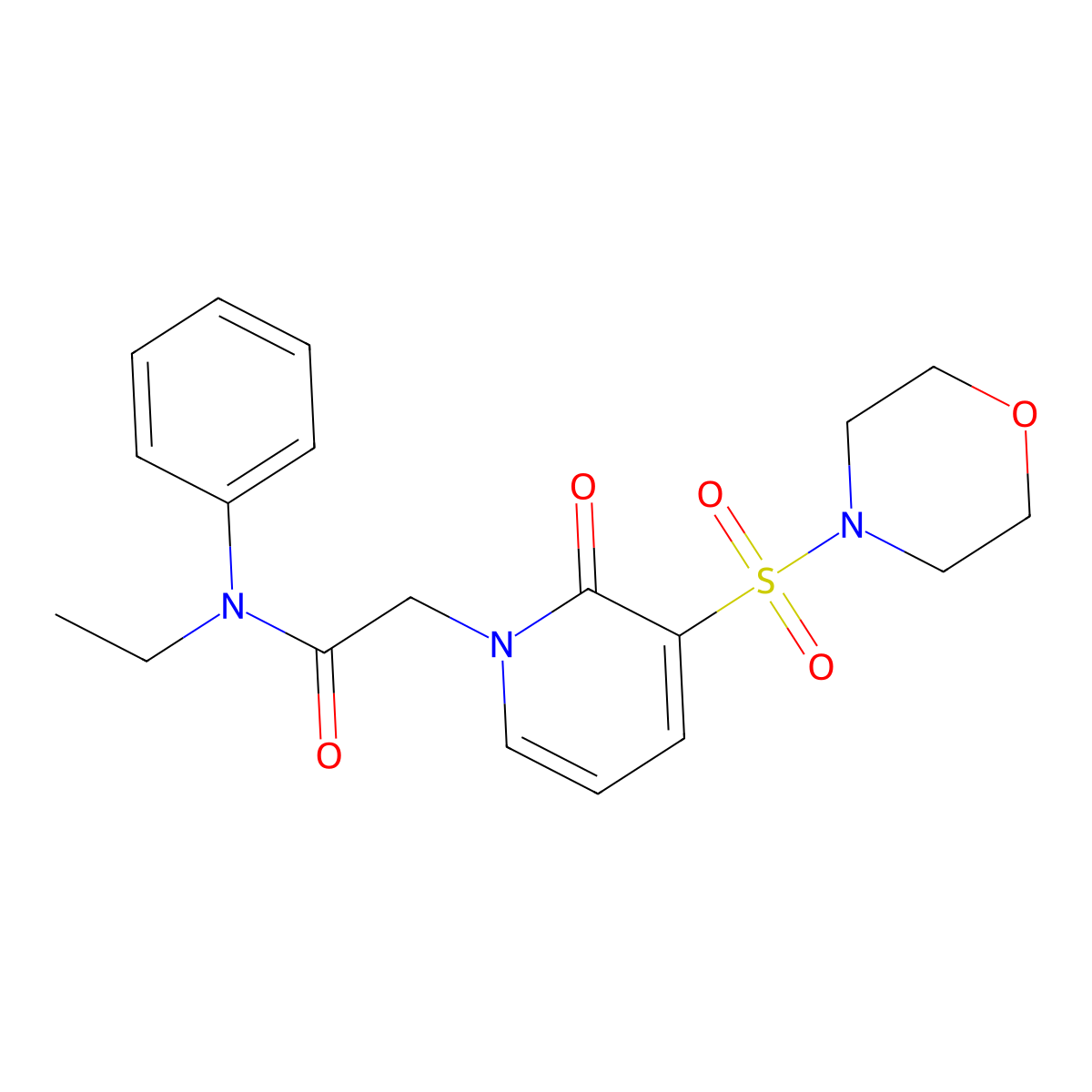 N-ethyl-2-[3-(morpholin-4-ylsulfonyl)-2-oxopyridin-1(2H)-yl]-N-phenylacetamide molecular structure, CAS 1251629-13-6