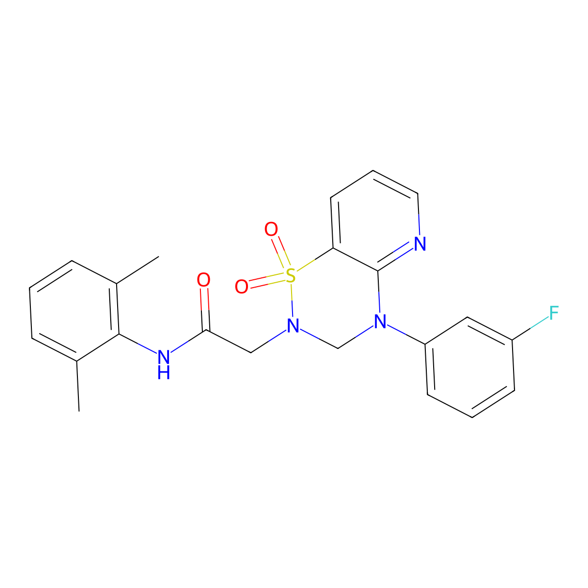 N-(2,6-dimethylphenyl)-2-(4-(3-fluorophenyl)-1,1-dioxido-3,4-dihydro-2H-pyrido[2,3-e][1,2,4]thiadiazin-2-yl)acetamide molecular structure, CAS 1251629-22-7