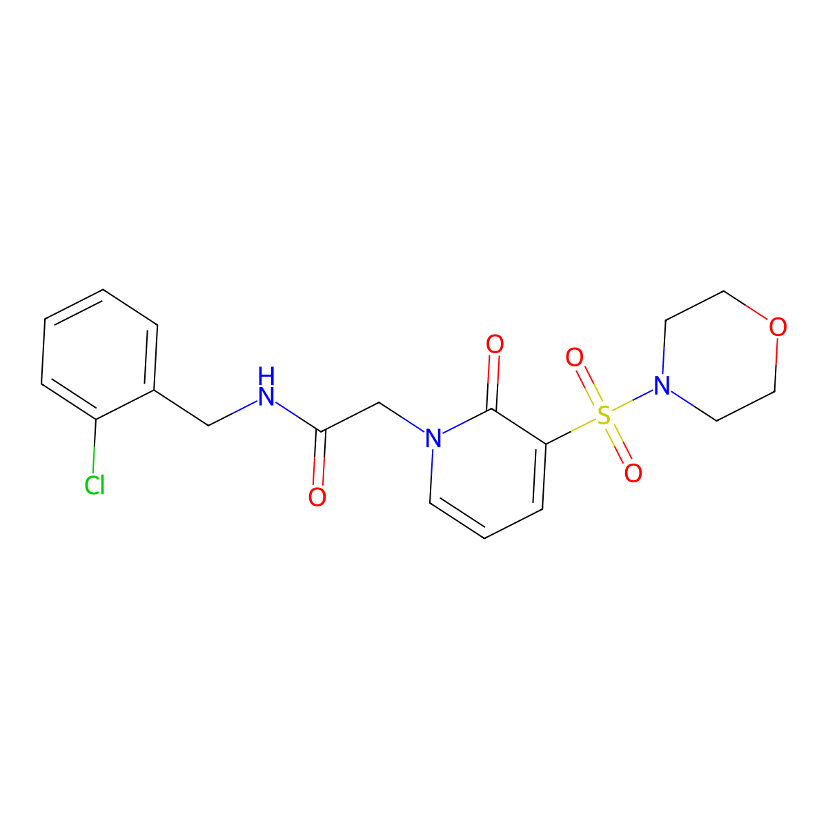 N-(2-chlorobenzyl)-2-(3-(morpholinosulfonyl)-2-oxopyridin-1(2H)-yl)acetamide molecular structure, CAS 1251629-26-1