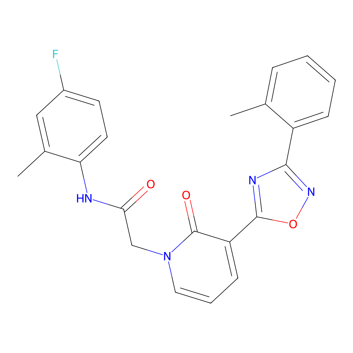 N-(4-fluoro-2-methylphenyl)-2-[3-[3-(2-methylphenyl)-1,2,4-oxadiazol-5-yl]-2-oxopyridin-1(2H)-yl]acetamide molecular structure, CAS 1251629-32-9