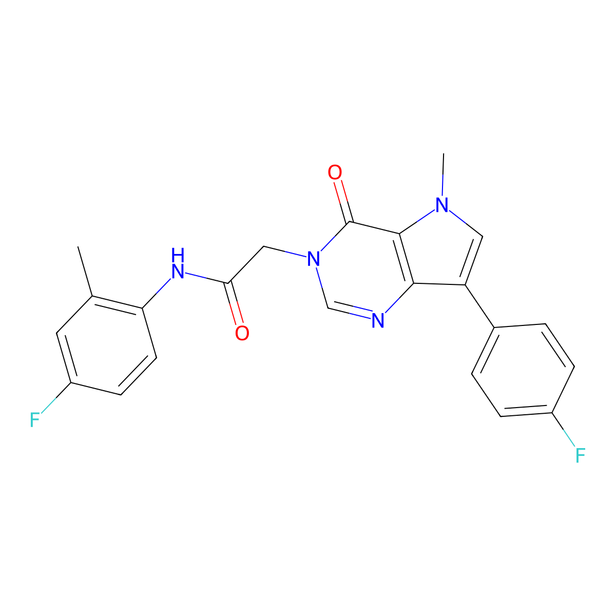 N-(4-fluoro-2-methylphenyl)-2-[7-(4-fluorophenyl)-5-methyl-4-oxopyrrolo[3,2-d]pyrimidin-3-yl]acetamide molecular structure, CAS 1251629-33-0
