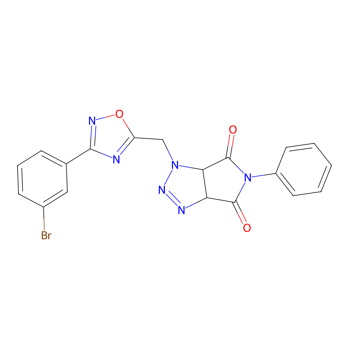 1-((3-(3-bromophenyl)-1,2,4-oxadiazol-5-yl)methyl)-5-phenyl-1,6a-dihydropyrrolo[3,4-d][1,2,3]triazole-4,6(3aH,5H)-dione molecular structure, CAS 1251629-38-5