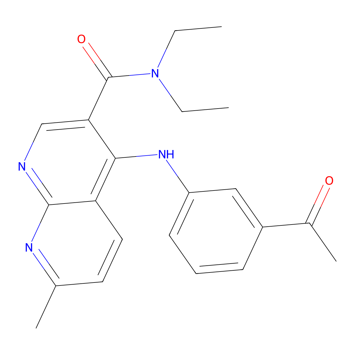 4-[(3-acetylphenyl)amino]-N,N-diethyl-7-methyl-1,8-naphthyridine-3-carboxamide molecular structure, CAS 1251629-39-6