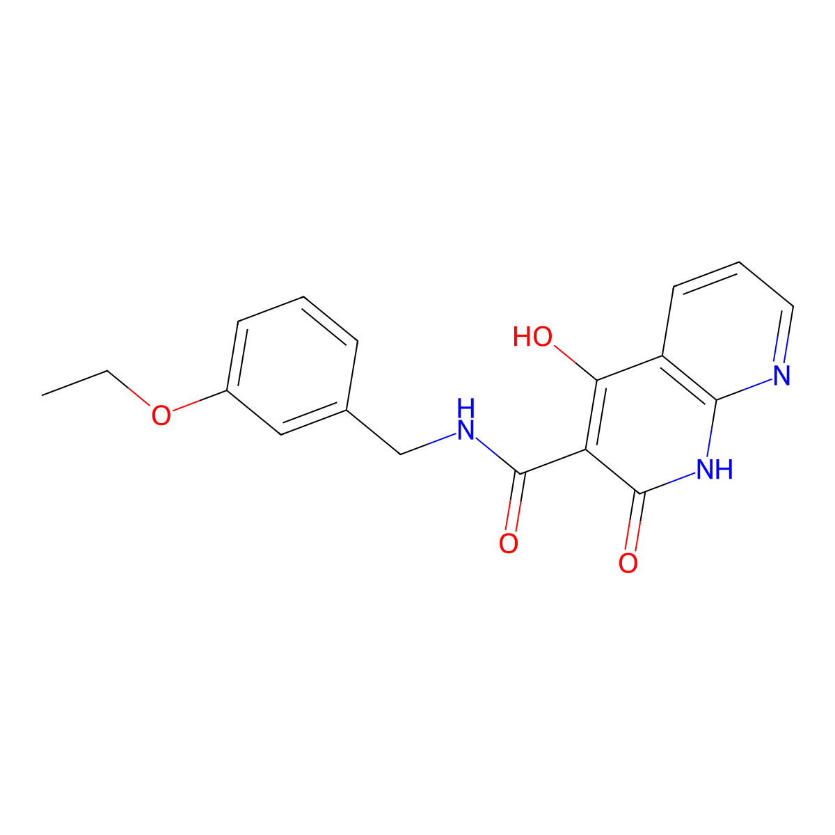 N-[(3-ethoxyphenyl)methyl]-4-hydroxy-2-oxo-1,2-dihydro-1,8-naphthyridine-3-carboxamide molecular structure, CAS 1251629-50-1