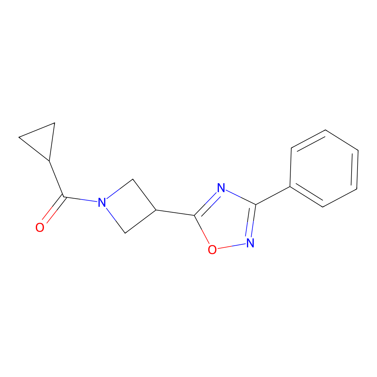 Cyclopropyl(3-(3-phenyl-1,2,4-oxadiazol-5-yl)azetidin-1-yl)methanone molecular structure, CAS 1251629-51-2