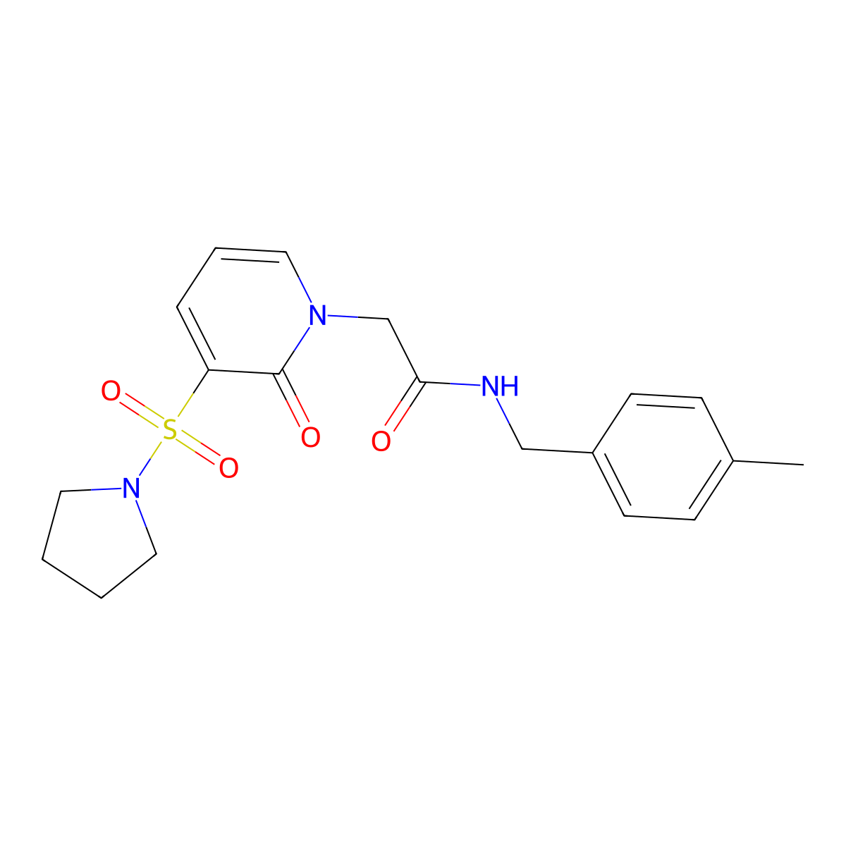 N-(4-methylbenzyl)-2-[2-oxo-3-(pyrrolidin-1-ylsulfonyl)pyridin-1(2H)-yl]acetamide molecular structure, CAS 1251629-53-4