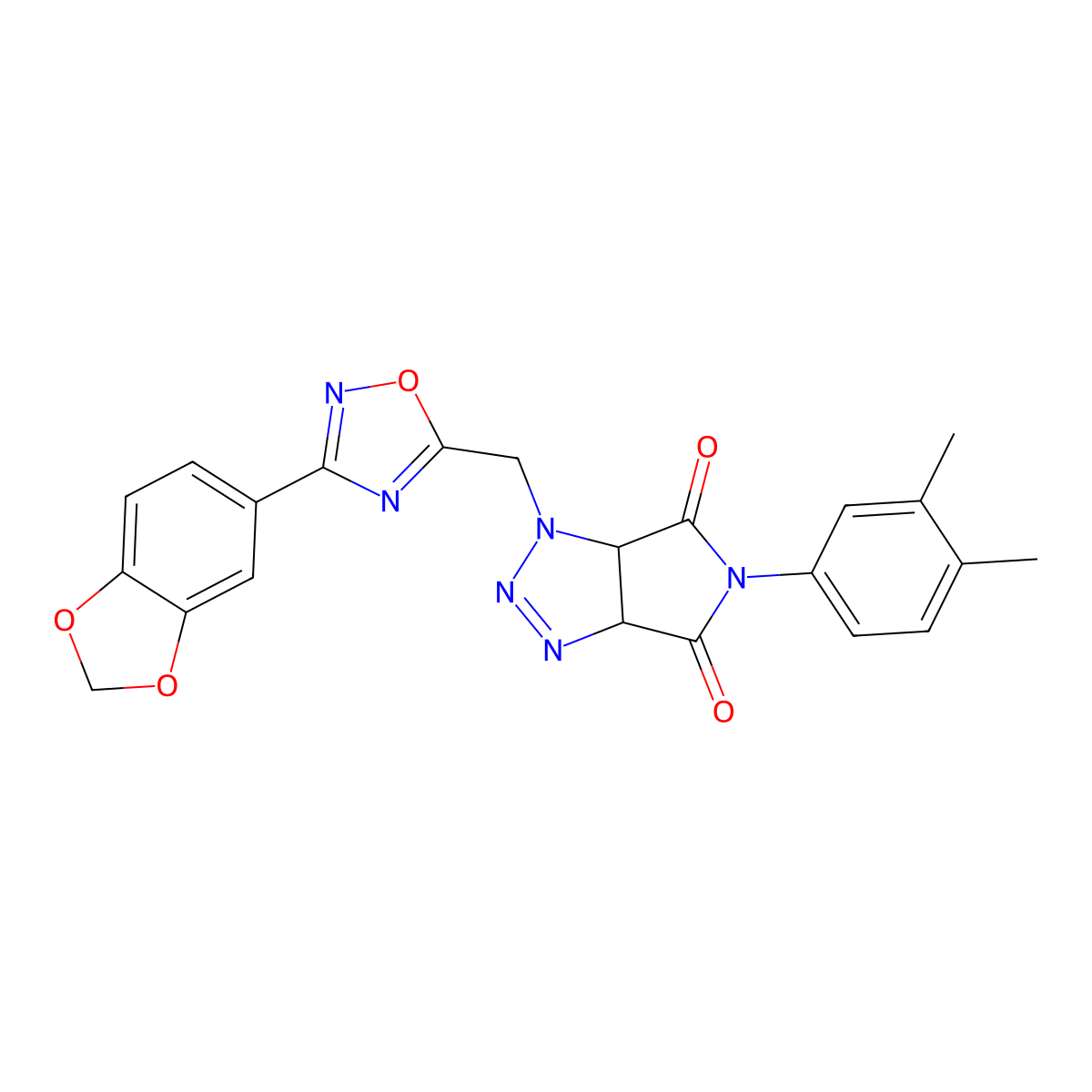 1-((3-(benzo[d][1,3]dioxol-5-yl)-1,2,4-oxadiazol-5-yl)methyl)-5-(3,4-dimethylphenyl)-1,6a-dihydropyrrolo[3,4-d][1,2,3]triazole-4,6(3aH,5H)-dione molecular structure, CAS 1251629-55-6