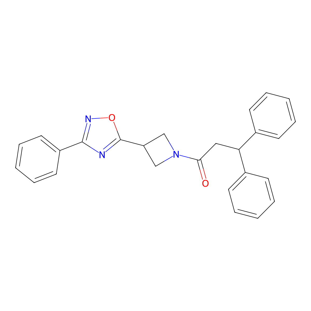 3,3-Diphenyl-1-[3-(3-phenyl-1,2,4-oxadiazol-5-yl)azetidin-1-yl]propan-1-one molecular structure, CAS 1251629-60-3