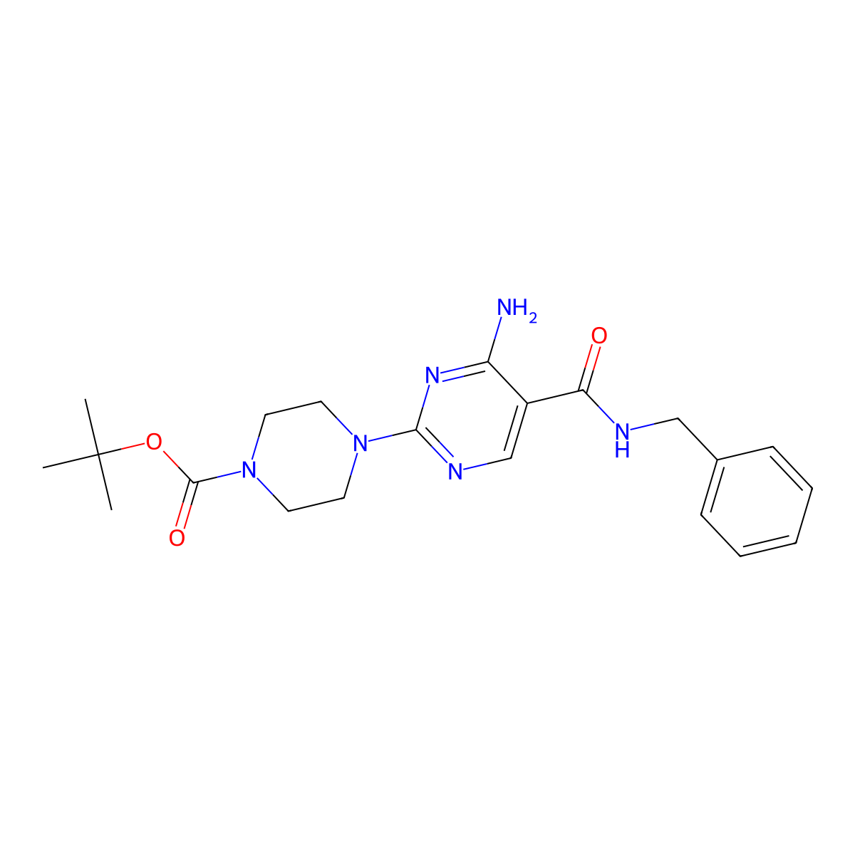 Tert-butyl 4-[4-amino-5-(benzylcarbamoyl)pyrimidin-2-yl]piperazine-1-carboxylate molecular structure, CAS 1251629-61-4