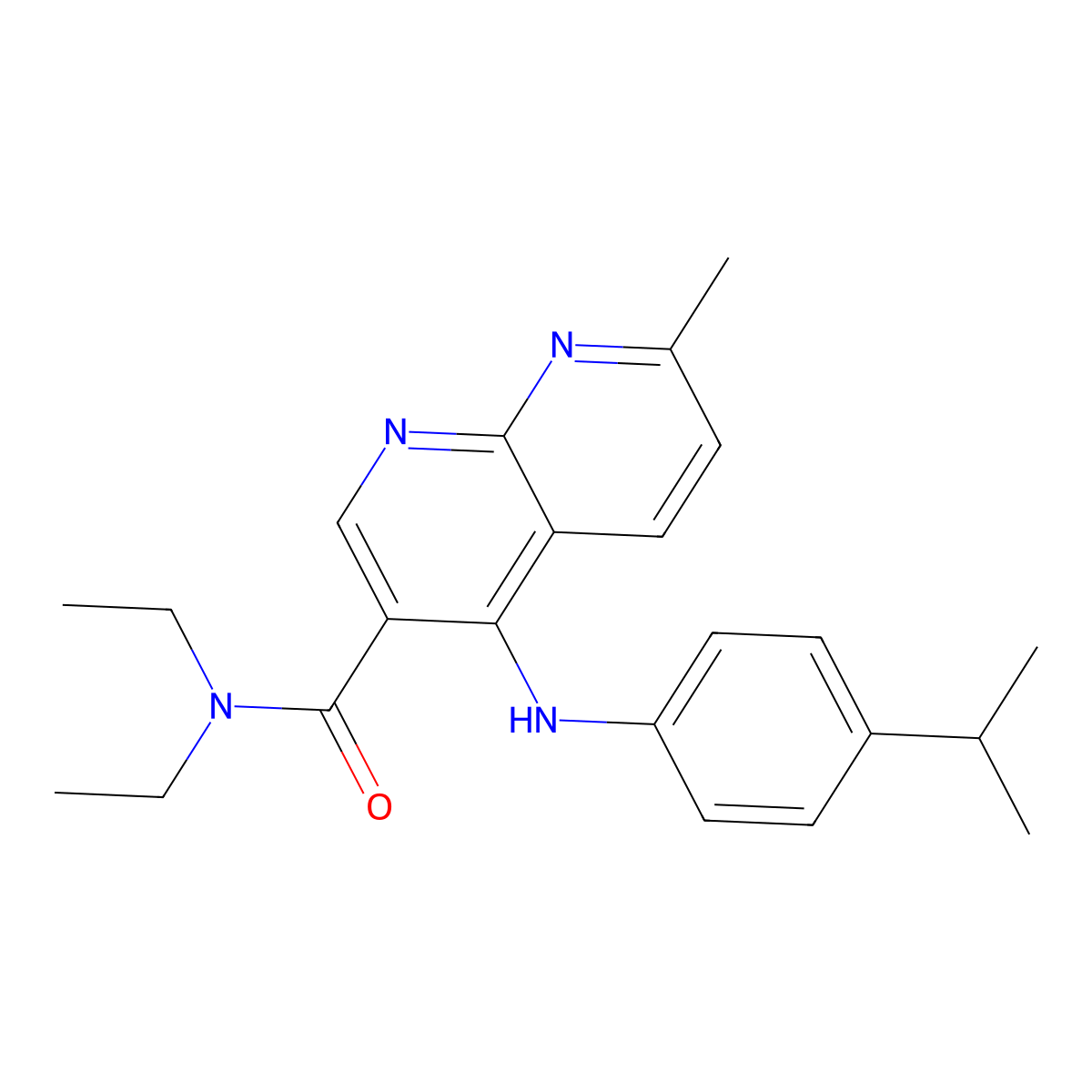 N,N-diethyl-4-((4-isopropylphenyl)amino)-7-methyl-1,8-naphthyridine-3-carboxamide molecular structure, CAS 1251629-62-5