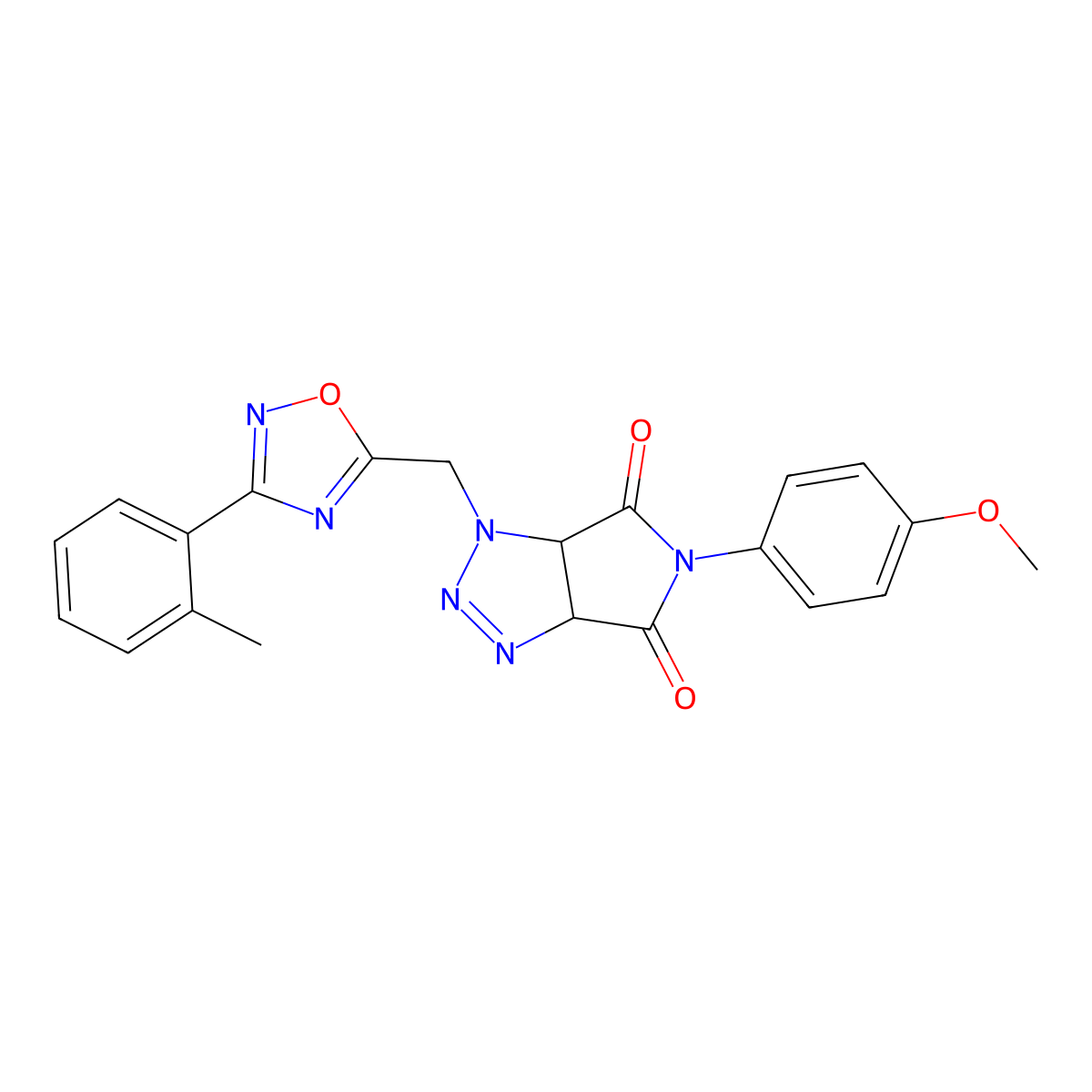 5-(4-methoxyphenyl)-1-{[3-(2-methylphenyl)-1,2,4-oxadiazol-5-yl]methyl}-1H,3aH,4H,5H,6H,6aH-pyrrolo[3,4-d][1,2,3]triazole-4,6-dione molecular structure, CAS 1251629-63-6