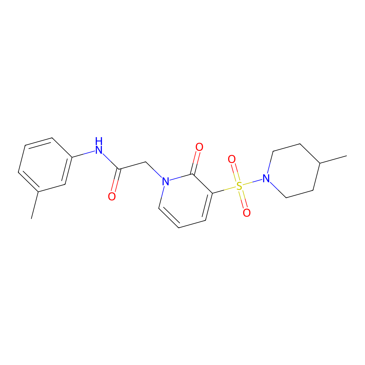 N-(3-methylphenyl)-2-{3-[(4-methylpiperidin-1-yl)sulfonyl]-2-oxo-1,2-dihydropyridin-1-yl}acetamide molecular structure, CAS 1251629-64-7