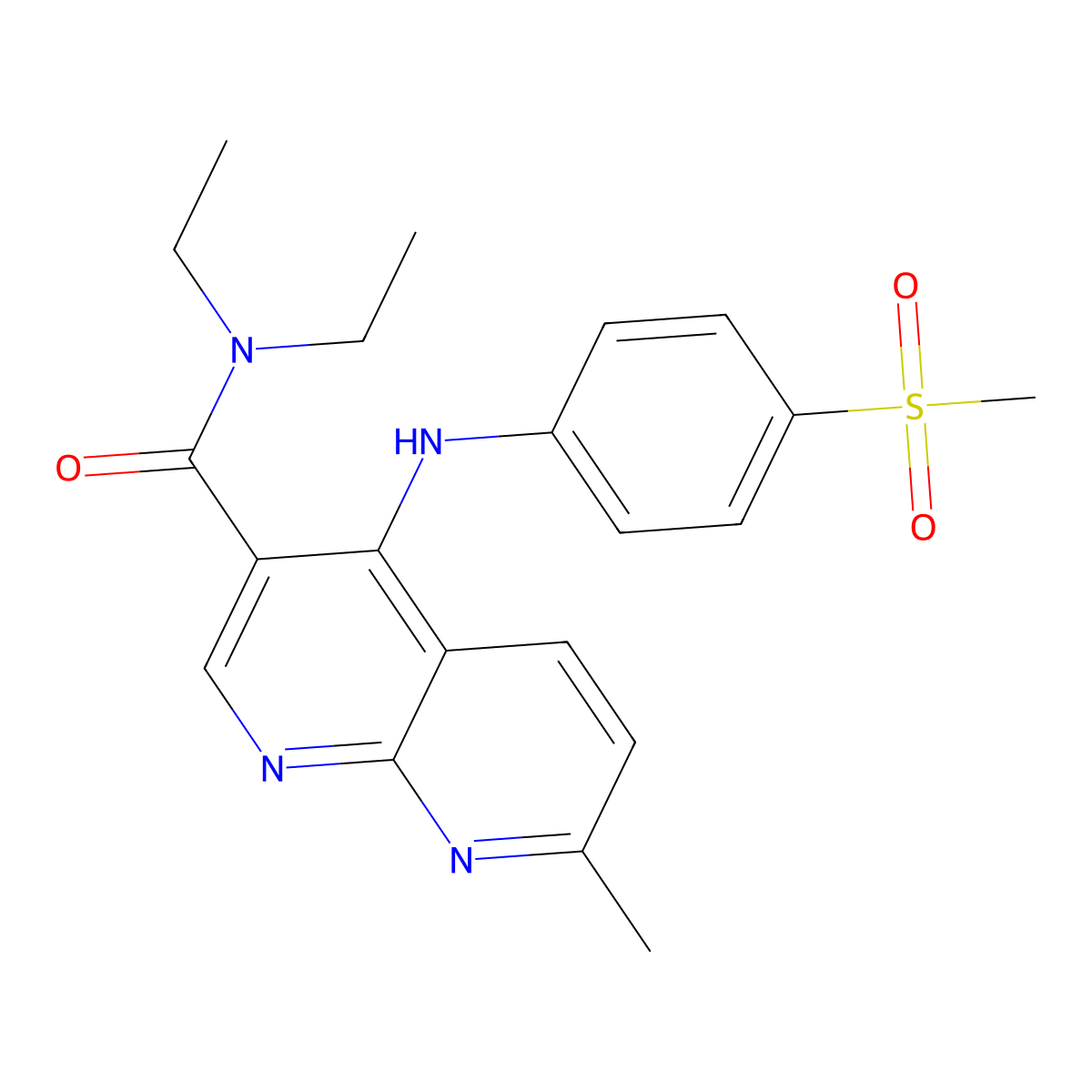 N,N-diethyl-4-[(4-methanesulfonylphenyl)amino]-7-methyl-1,8-naphthyridine-3-carboxamide molecular structure, CAS 1251629-67-0