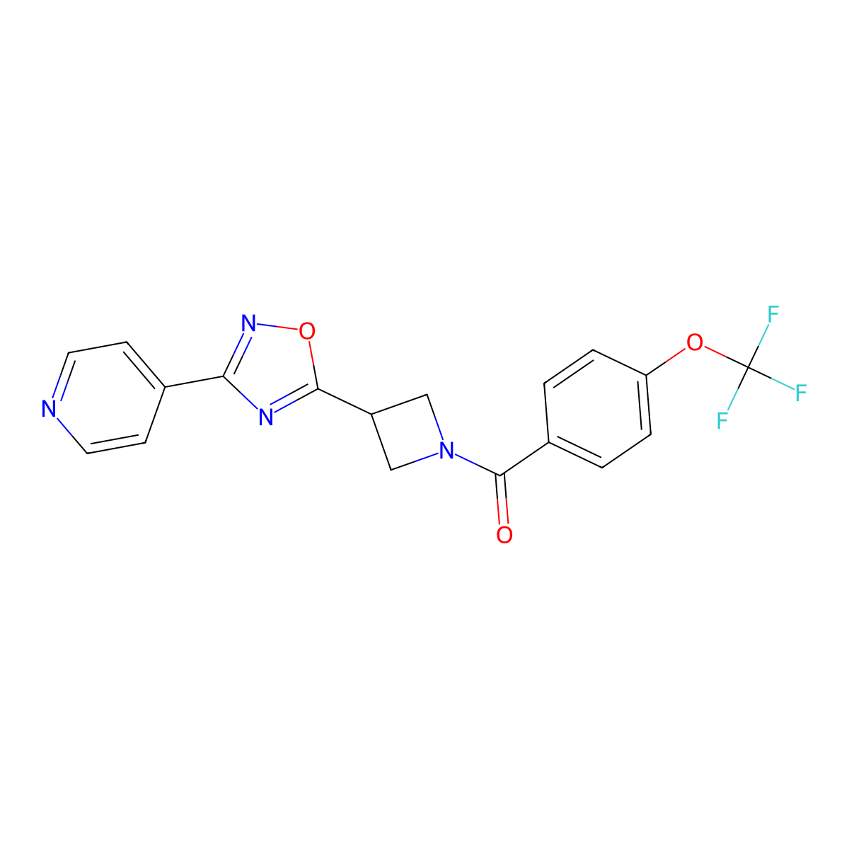 (3-(3-(Pyridin-4-yl)-1,2,4-oxadiazol-5-yl)azetidin-1-yl)(4-(trifluoromethoxy)phenyl)methanone molecular structure, CAS 1251629-68-1