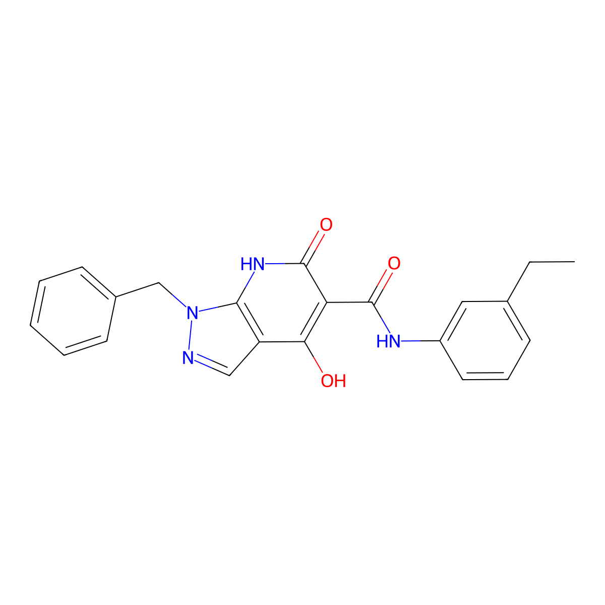 1-benzyl-N~5~-(3-ethylphenyl)-4-hydroxy-6-oxo-6,7-dihydro-1H-pyrazolo[3,4-b]pyridine-5-carboxamide molecular structure, CAS 1251629-70-5