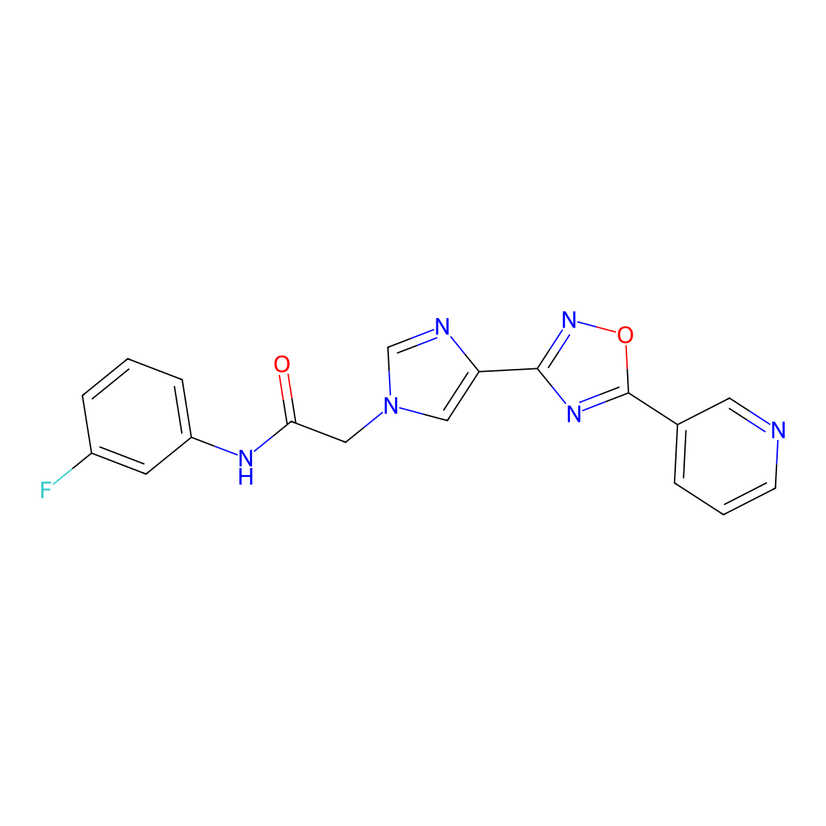 N-(3-fluorophenyl)-2-{4-[5-(pyridin-3-yl)-1,2,4-oxadiazol-3-yl]-1H-imidazol-1-yl}acetamide molecular structure, CAS 1251629-75-0