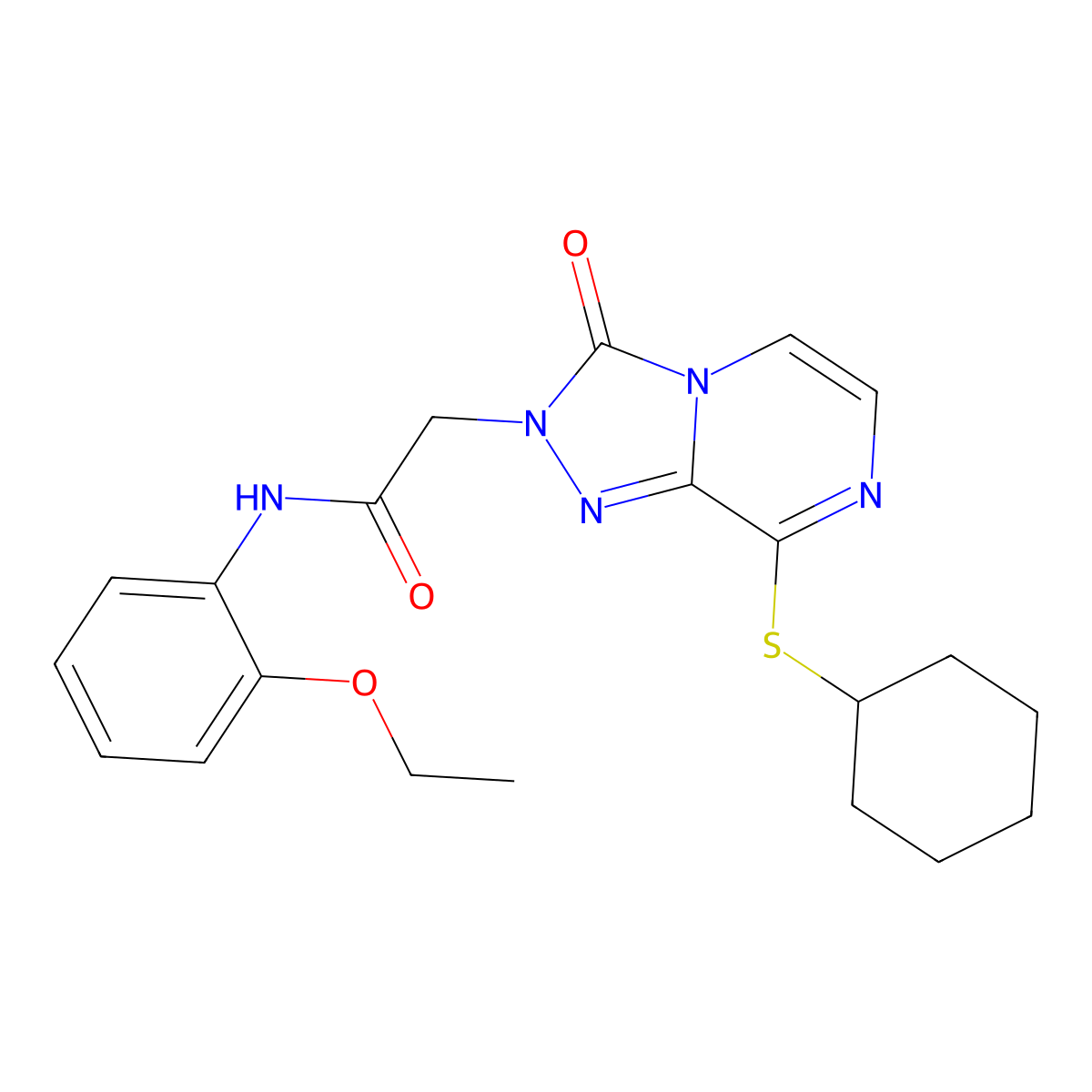 2-[8-(cyclohexylsulfanyl)-3-oxo-2H,3H-[1,2,4]triazolo[4,3-a]pyrazin-2-yl]-N-(2-ethoxyphenyl)acetamide molecular structure, CAS 1251629-79-4
