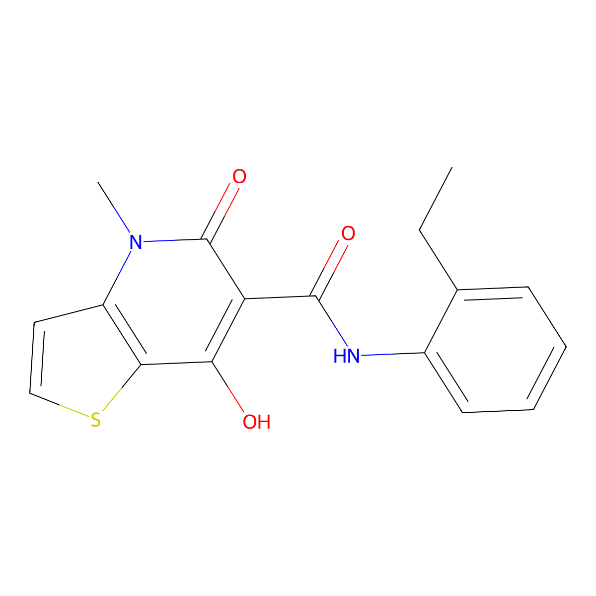 N-(2-ethylphenyl)-7-hydroxy-4-methyl-5-oxo-4H,5H-thieno[3,2-b]pyridine-6-carboxamide molecular structure, CAS 1251629-82-9