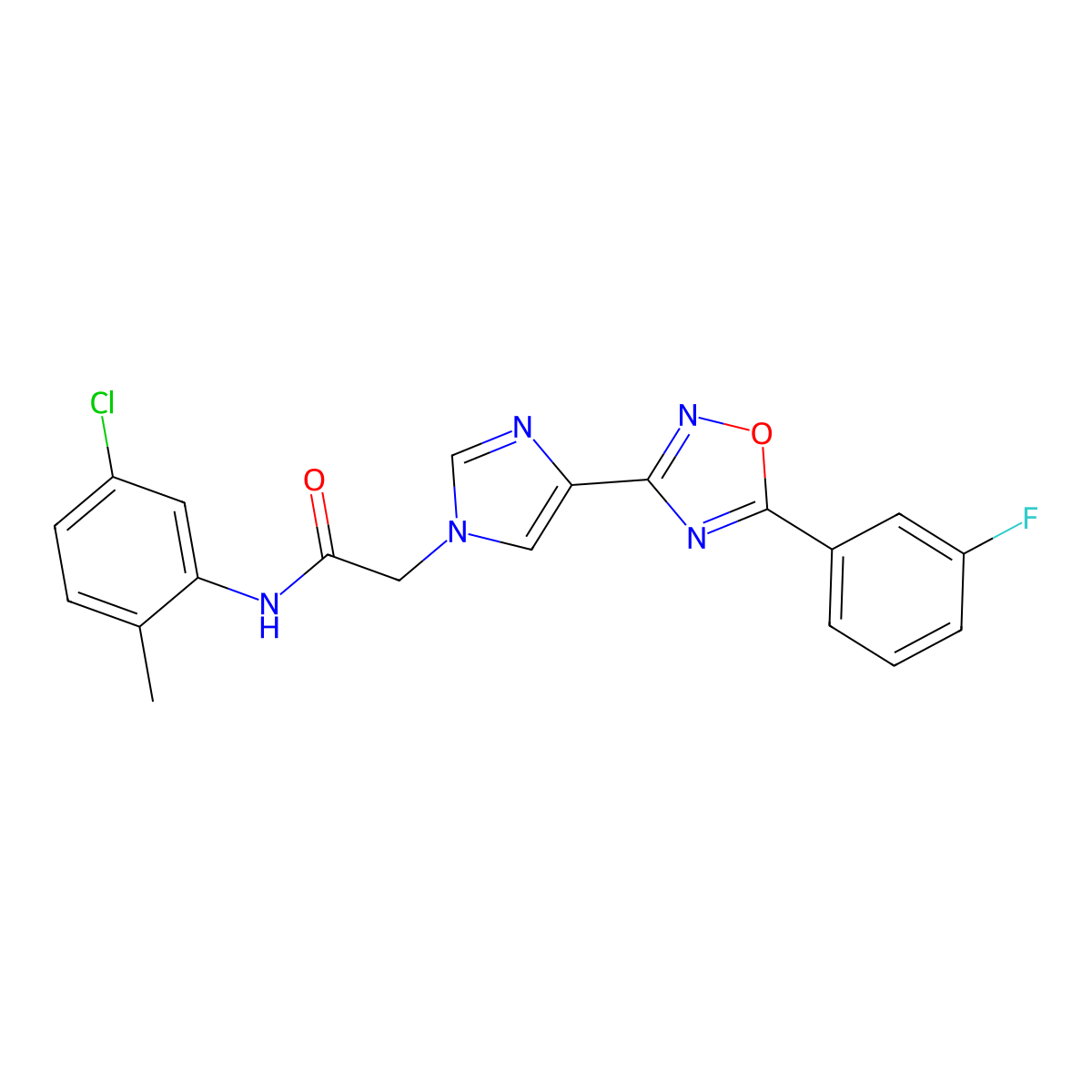 N-(5-chloro-2-methylphenyl)-2-{4-[5-(3-fluorophenyl)-1,2,4-oxadiazol-3-yl]-1H-imidazol-1-yl}acetamide molecular structure, CAS 1251629-90-9