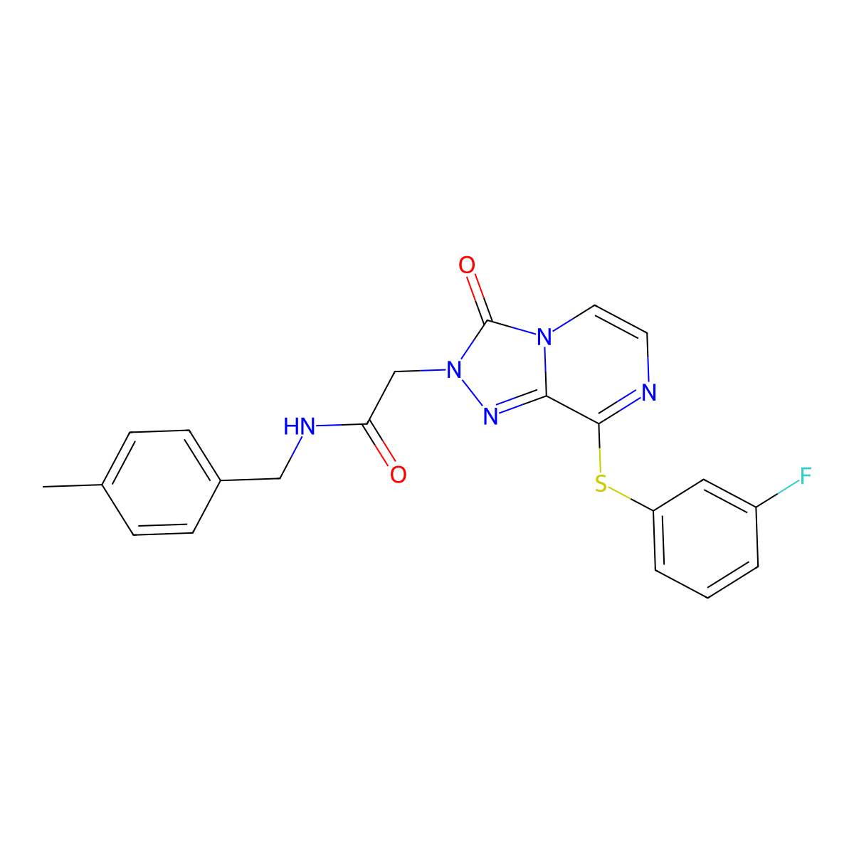 2-(8-((3-fluorophenyl)thio)-3-oxo-[1,2,4]triazolo[4,3-a]pyrazin-2(3H)-yl)-N-(4-methylbenzyl)acetamide molecular structure, CAS 1251629-98-7