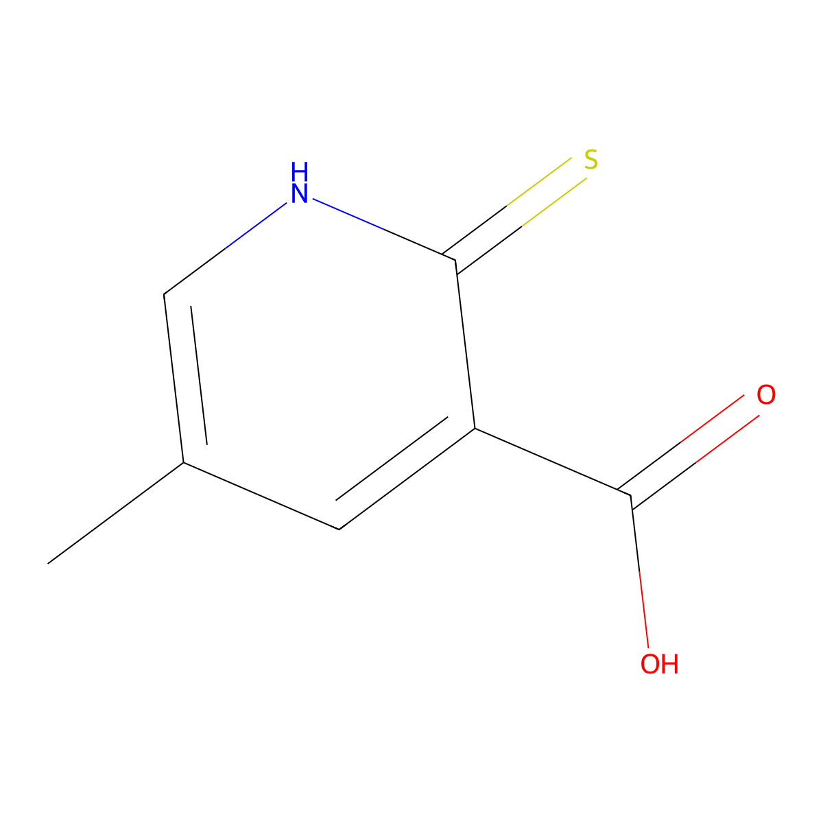 5-Methyl-2-sulfanylidene-1,2-dihydropyridine-3-carboxylic acid molecular structure, CAS 125163-18-0