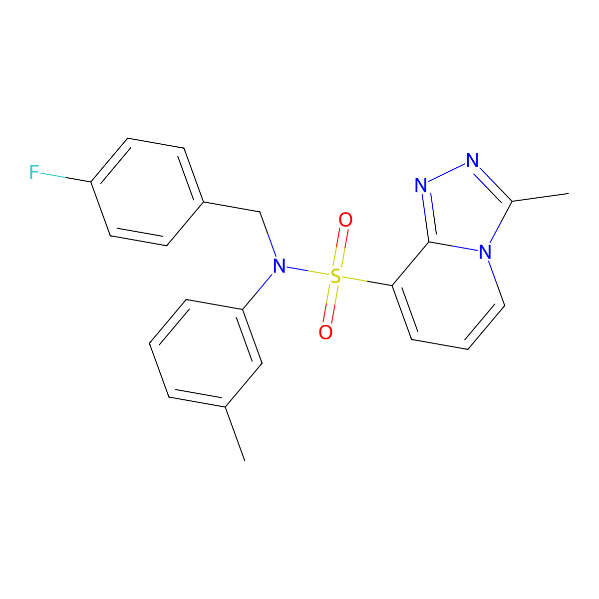 N-[(4-fluorophenyl)methyl]-3-methyl-N-(3-methylphenyl)-[1,2,4]triazolo[4,3-a]pyridine-8-sulfonamide molecular structure, CAS 1251630-00-8