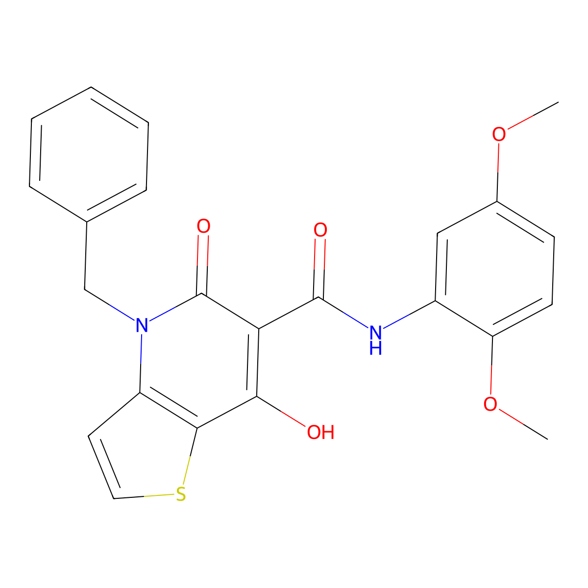 4-benzyl-N-(2,5-dimethoxyphenyl)-7-hydroxy-5-oxo-4,5-dihydrothieno[3,2-b]pyridine-6-carboxamide molecular structure, CAS 1251630-01-9