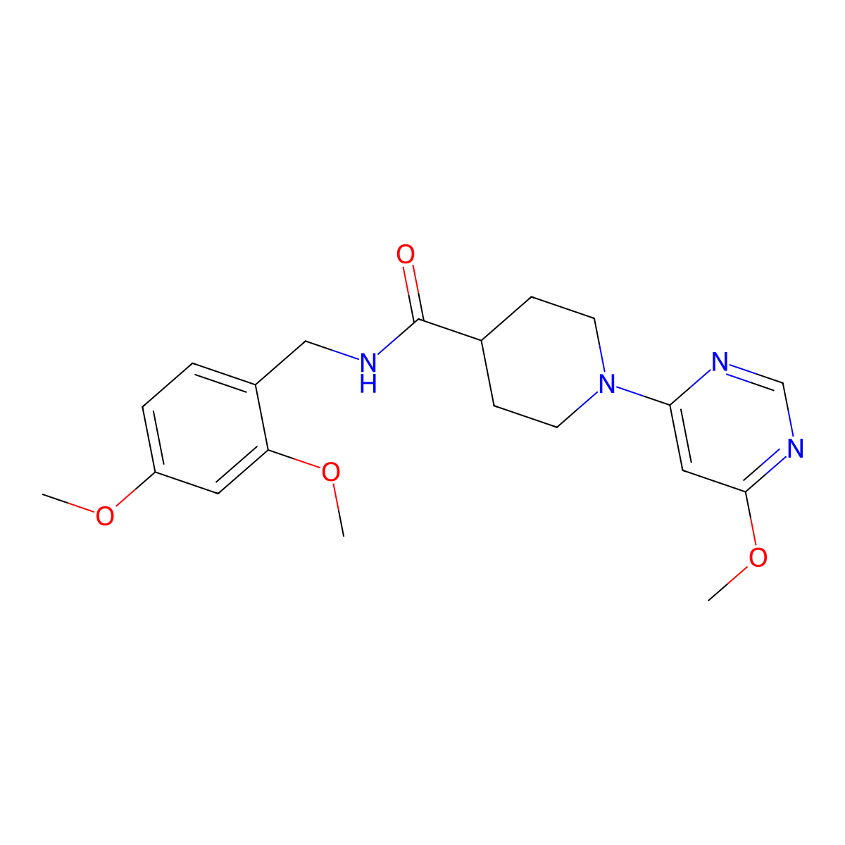 N-[(2,4-dimethoxyphenyl)methyl]-1-(6-methoxypyrimidin-4-yl)piperidine-4-carboxamide molecular structure, CAS 1251630-04-2