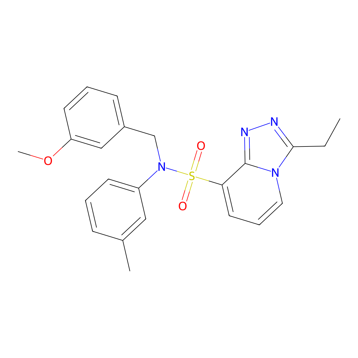 3-ethyl-N-[(3-methoxyphenyl)methyl]-N-(3-methylphenyl)-[1,2,4]triazolo[4,3-a]pyridine-8-sulfonamide molecular structure, CAS 1251630-06-4