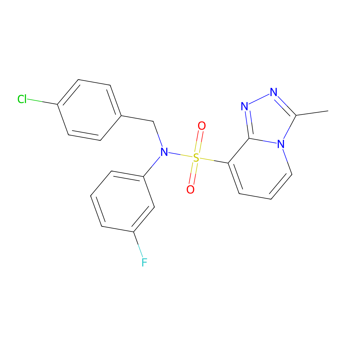 N-(4-chlorobenzyl)-N-(3-fluorophenyl)-3-methyl-[1,2,4]triazolo[4,3-a]pyridine-8-sulfonamide molecular structure, CAS 1251630-09-7