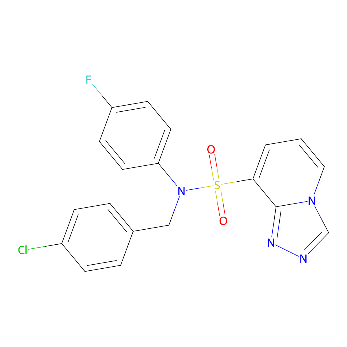 N-[(4-Chlorophenyl)methyl]-N-(4-fluorophenyl)-[1,2,4]triazolo[4,3-A]pyridine-8-sulfonamide molecular structure, CAS 1251630-13-3