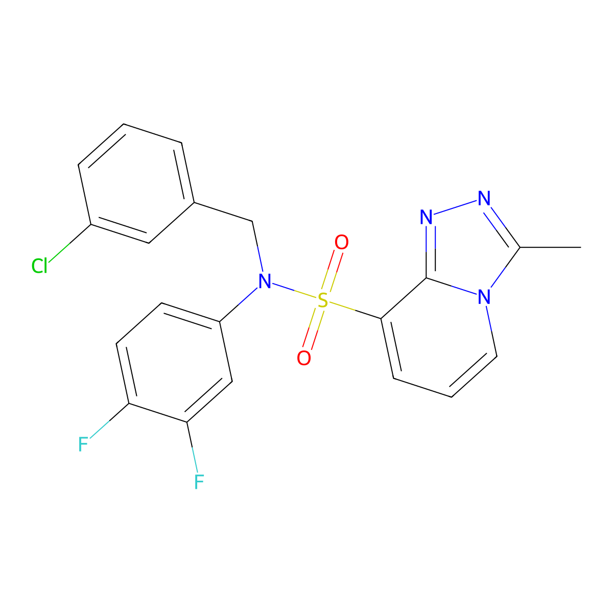N-[(3-chlorophenyl)methyl]-N-(3,4-difluorophenyl)-3-methyl-[1,2,4]triazolo[4,3-a]pyridine-8-sulfonamide molecular structure, CAS 1251630-17-7