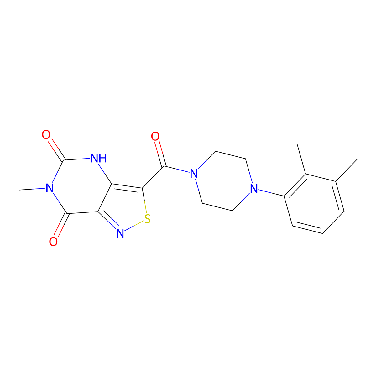 3-[4-(2,3-dimethylphenyl)piperazine-1-carbonyl]-6-methyl-4H,5H,6H,7H-[1,2]thiazolo[4,3-d]pyrimidine-5,7-dione molecular structure, CAS 1251630-22-4