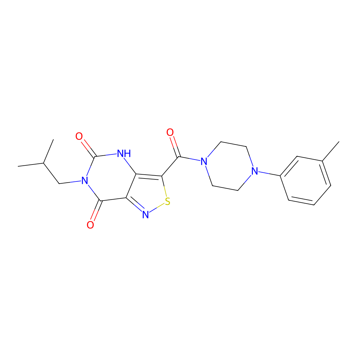 6-isobutyl-3-(4-(m-tolyl)piperazine-1-carbonyl)isothiazolo[4,3-d]pyrimidine-5,7(4H,6H)-dione molecular structure, CAS 1251630-31-5