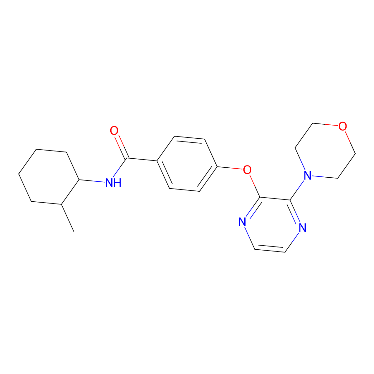 N-(2-methylcyclohexyl)-4-{[3-(morpholin-4-yl)pyrazin-2-yl]oxy}benzamide molecular structure, CAS 1251630-34-8