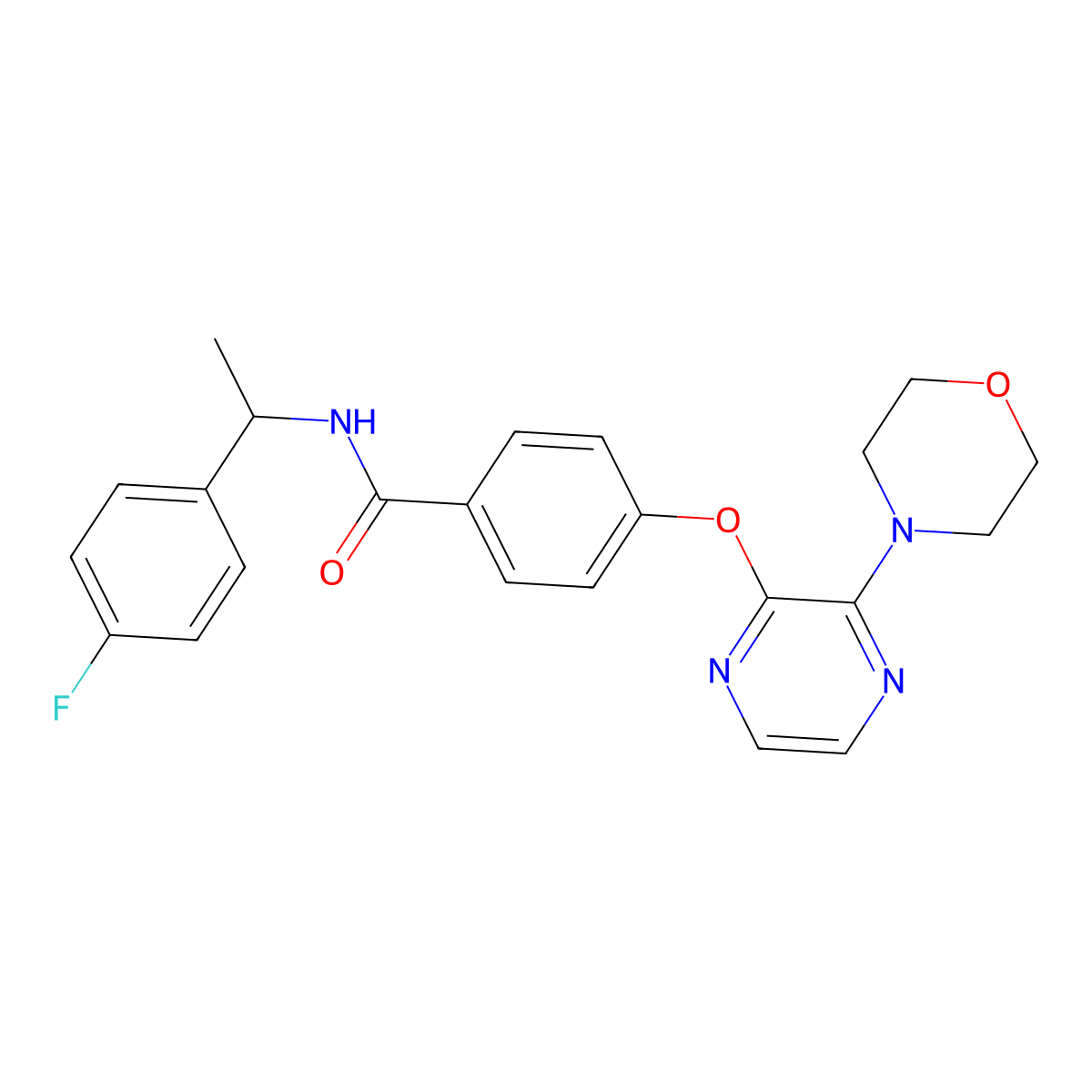 N-[1-(4-fluorophenyl)ethyl]-4-[(3-morpholin-4-ylpyrazin-2-yl)oxy]benzamide molecular structure, CAS 1251630-37-1