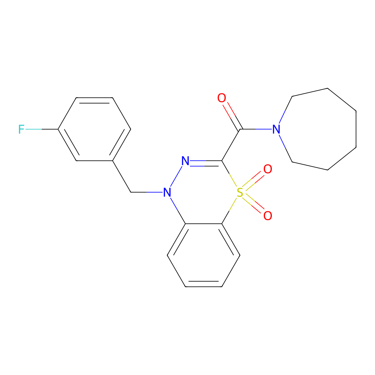3-(azepane-1-carbonyl)-1-[(3-fluorophenyl)methyl]-1H-4lambda6,1,2-benzothiadiazine-4,4-dione molecular structure, CAS 1251630-50-8