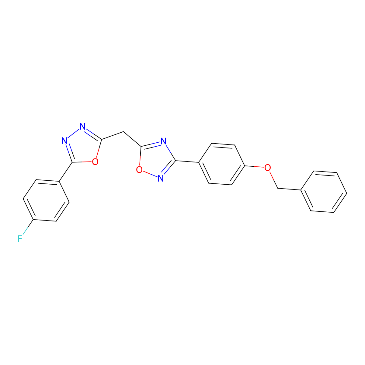 3-[4-(Benzyloxy)phenyl]-5-{[5-(4-fluorophenyl)-1,3,4-oxadiazol-2-yl]methyl}-1,2,4-oxadiazole molecular structure, CAS 1251630-52-0