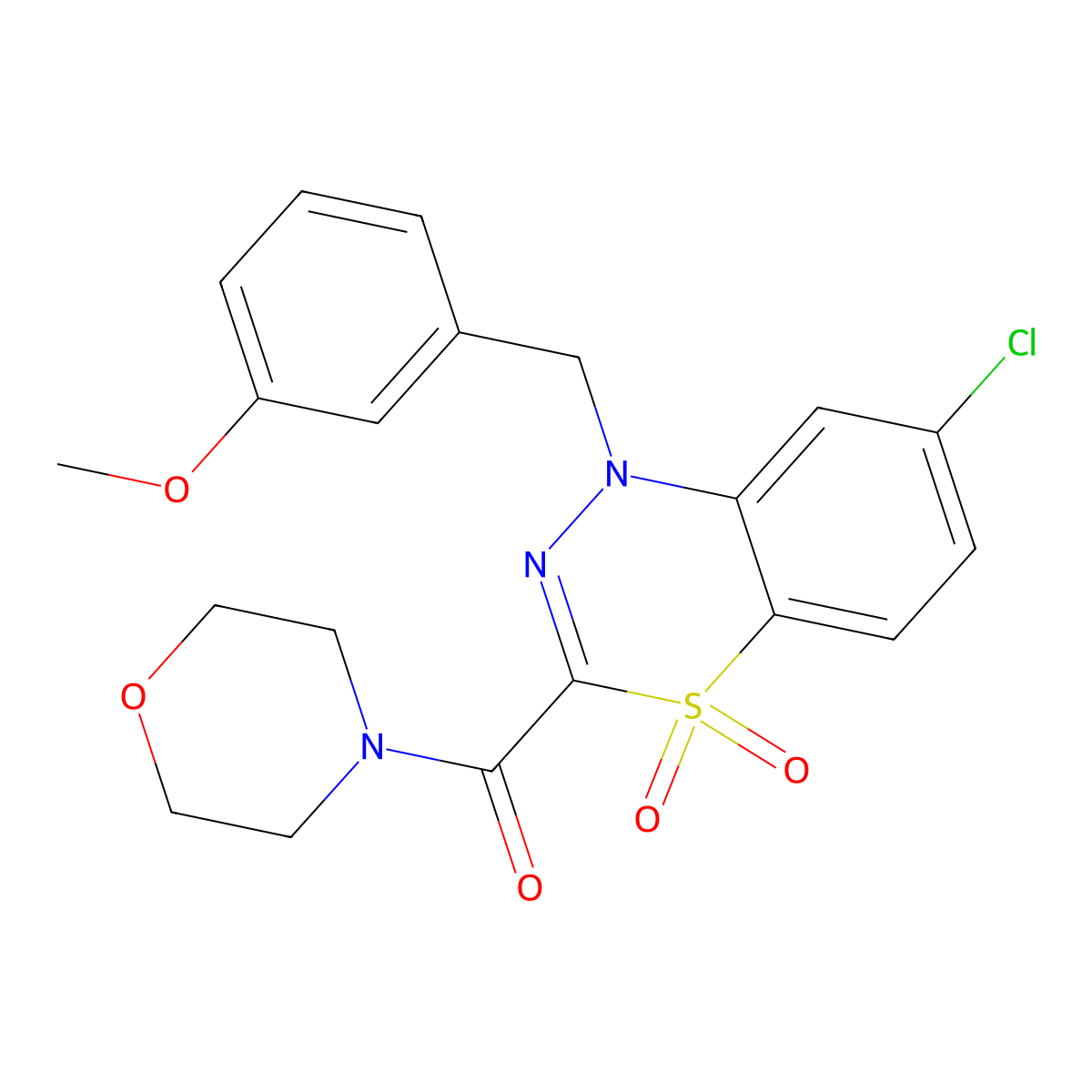 7-chloro-1-[(3-methoxyphenyl)methyl]-3-(morpholine-4-carbonyl)-1H-4lambda6,1,2-benzothiadiazine-4,4-dione molecular structure, CAS 1251630-58-6