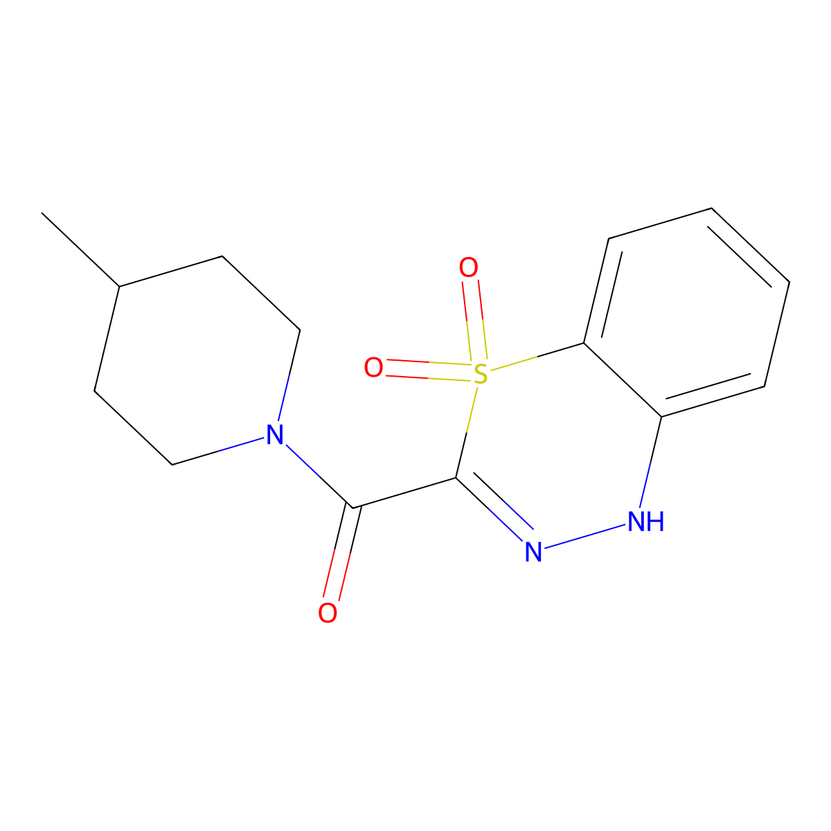 (4,4-dioxido-1H-4,1,2-benzothiadiazin-3-yl)(4-methylpiperidin-1-yl)methanone molecular structure, CAS 1251630-61-1