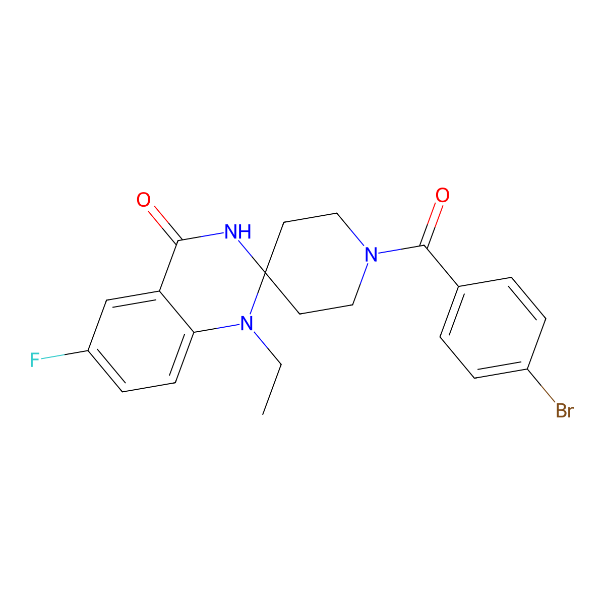 1-(4-bromobenzoyl)-1'-ethyl-6'-fluoro-3',4'-dihydro-1'H-spiro[piperidine-4,2'-quinazoline]-4'-one molecular structure, CAS 1251630-63-3