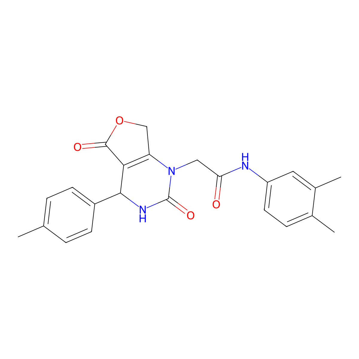 N-(3,4-dimethylphenyl)-2-(2,5-dioxo-4-(p-tolyl)-3,4-dihydrofuro[3,4-d]pyrimidin-1(2H,5H,7H)-yl)acetamide molecular structure, CAS 1251630-64-4