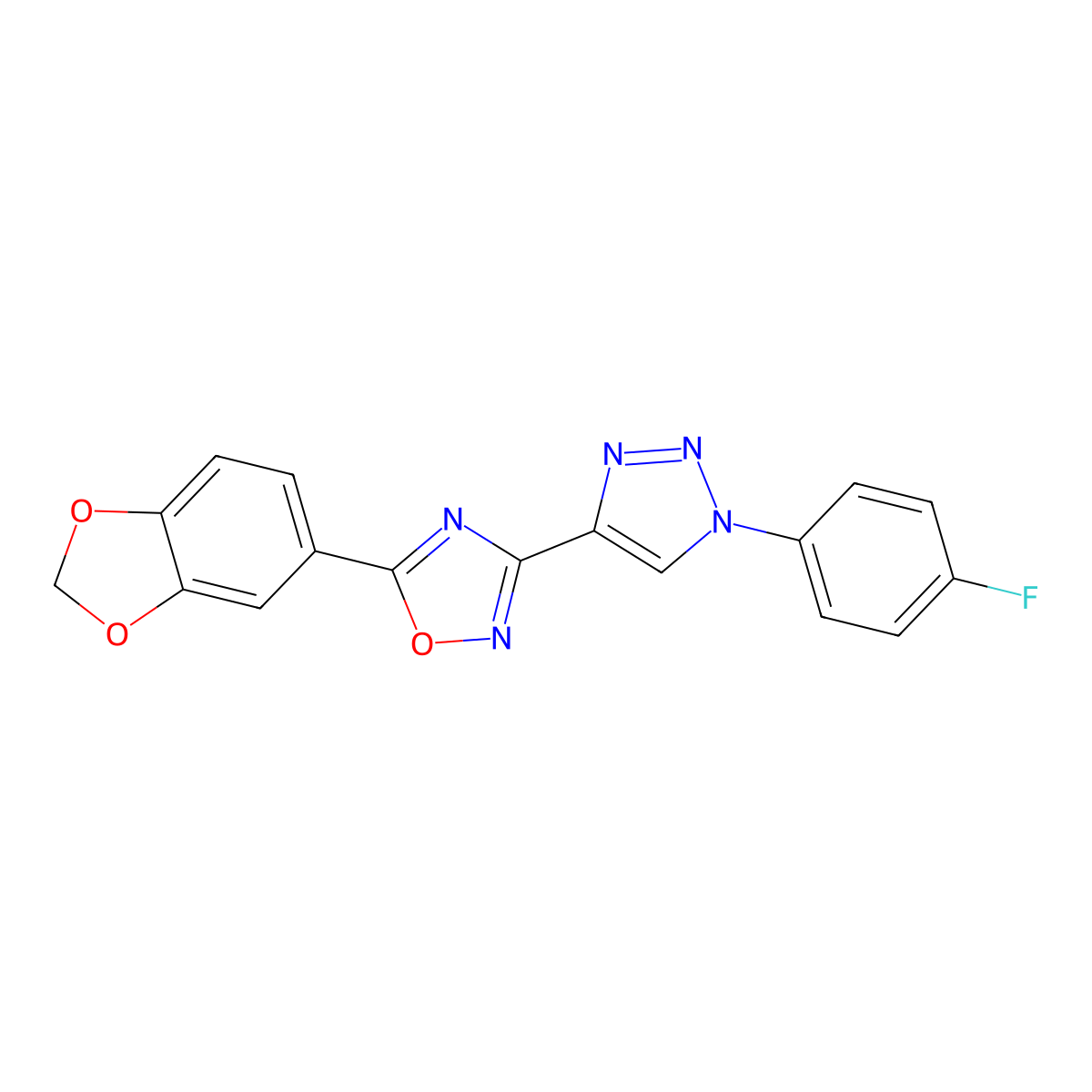 5-(1,3-benzodioxol-5-yl)-3-[1-(4-fluorophenyl)-1H-1,2,3-triazol-4-yl]-1,2,4-oxadiazole molecular structure, CAS 1251630-69-9
