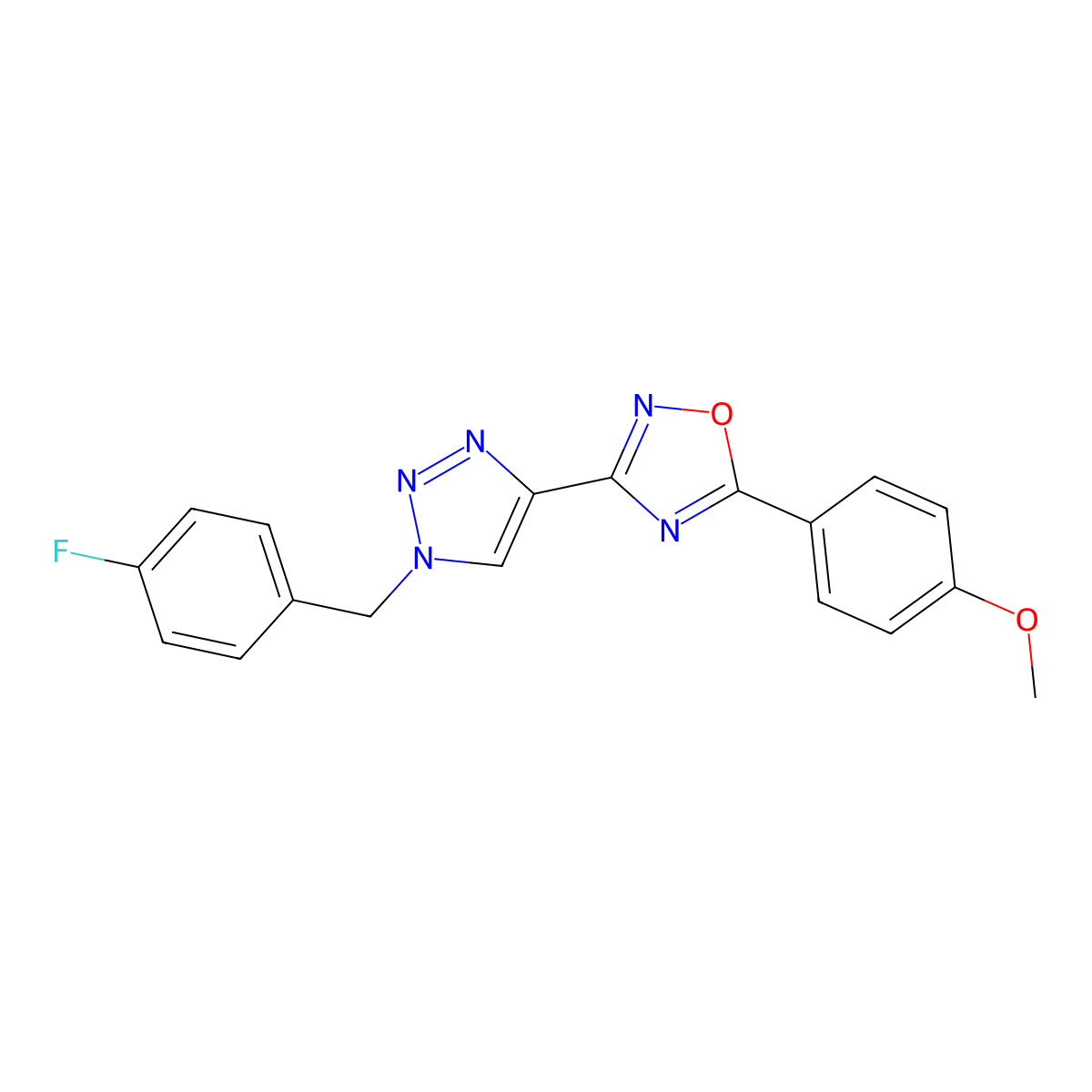 3-(1-(4-fluorobenzyl)-1H-1,2,3-triazol-4-yl)-5-(4-methoxyphenyl)-1,2,4-oxadiazole molecular structure, CAS 1251630-71-3