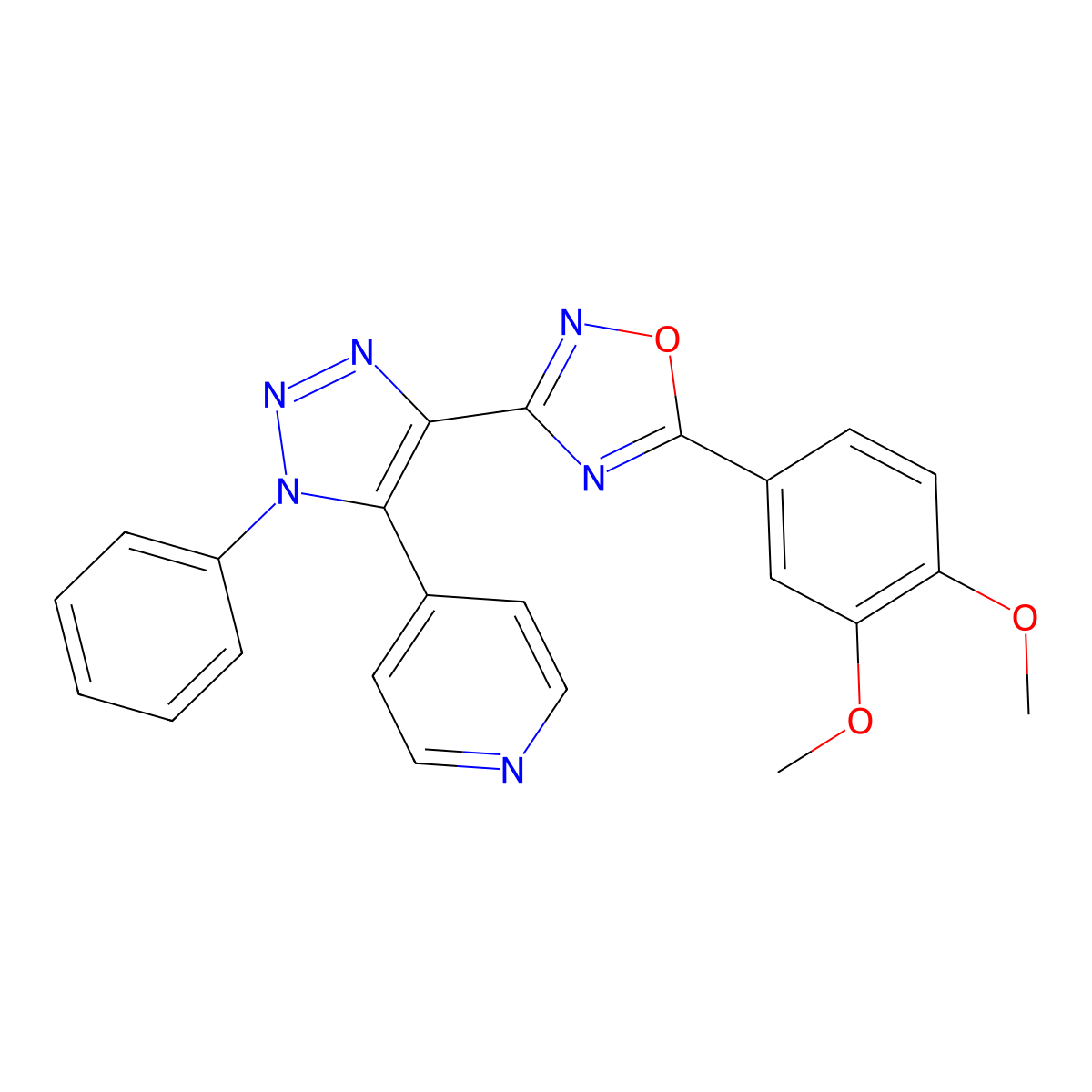 4-{4-[5-(3,4-dimethoxyphenyl)-1,2,4-oxadiazol-3-yl]-1-phenyl-1H-1,2,3-triazol-5-yl}pyridine molecular structure, CAS 1251630-83-7