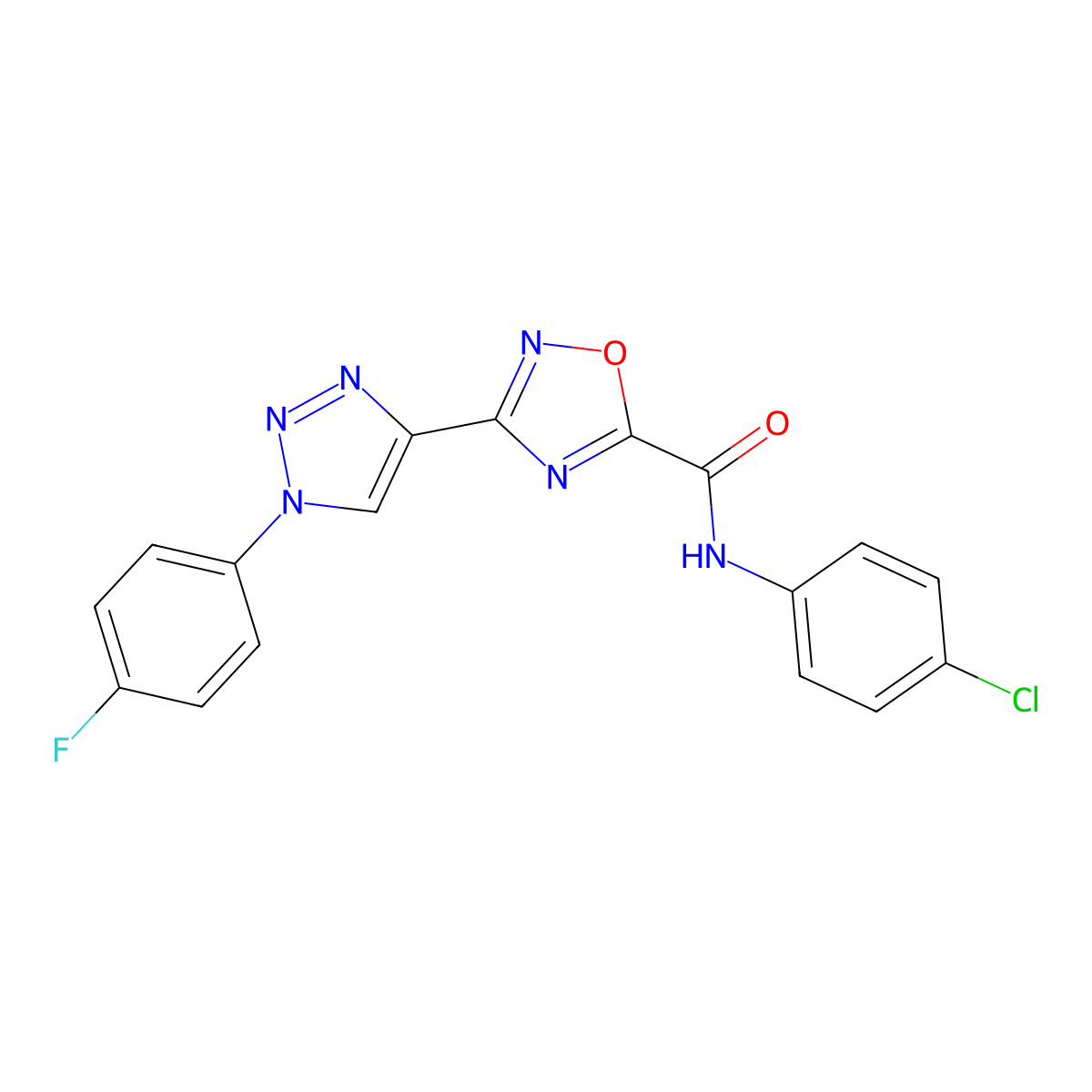 N-(4-chlorophenyl)-3-[1-(4-fluorophenyl)-1H-1,2,3-triazol-4-yl]-1,2,4-oxadiazole-5-carboxamide molecular structure, CAS 1251630-87-1